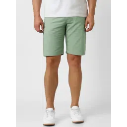 Peter England Green Cotton Regular Fit Shorts-picture-37