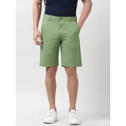 Peter England Green Cotton Regular Fit Shorts-picture-40