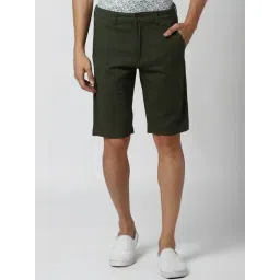 Peter England Green Cotton Regular Fit Shorts-picture-31