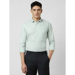 Peter England Green Cotton Slim Fit Printed Shirt-image-46