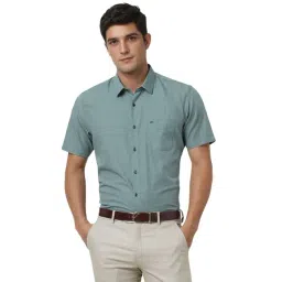 Peter England Green Regular Fit Checks Shirt-picture-20