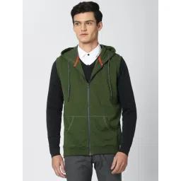 Peter England Green Regular Fit Hooded Sweatshirt-picture-24