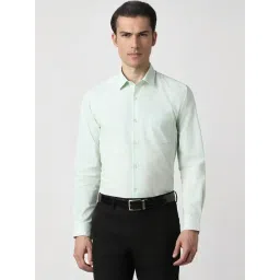 Peter England Green Slim Fit Striped Shirt-picture-40