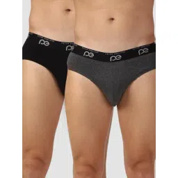 Peter England Grey Cotton Regular Fit Briefs - Pack of 2-picture-27