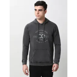 Peter England Grey Cotton Regular Fit Graphic Hooded Sweatshirt-picture-44