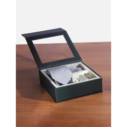 Peter England Grey Embroidered Tie Pocket Square & Cufflink Gift Set-picture-44