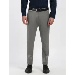 Peter England Grey Regular Fit Texture Trousers-picture-13