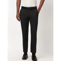 Peter England Grey Slim Fit Checks Trousers-picture-48