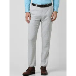 Peter England Grey Slim Fit Checks Trousers-picture-46