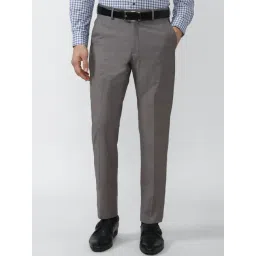 Peter England Grey Slim Fit Heathered Trousers-picture-31
