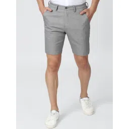 Peter England Grey  Slim Fit Self Pattern Shorts-picture-15