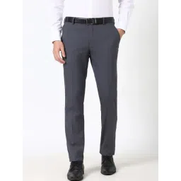 Peter England Grey Slim fit Solid Trousers-image-26