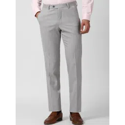 Peter England Grey Slim Fit Texture Trousers-image-29