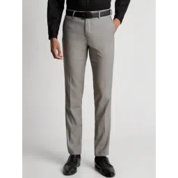 Peter England Grey Slim Fit Texture Trousers-picture-15