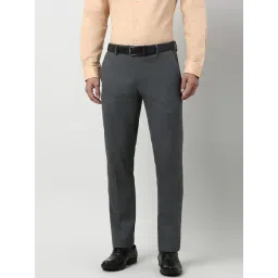 Peter England Grey Slim Fit Texture Trousers-picture-33