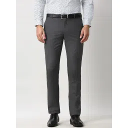 Peter England Grey Slim Fit Texture Trousers-image-27