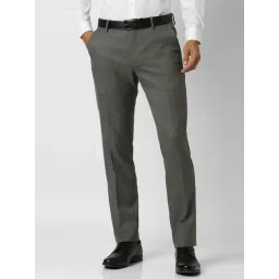 Peter England Grey Slim Fit Texture Trousers-picture-31