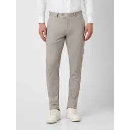 Peter England Grey Slim Fit Textured Trousers-picture-30