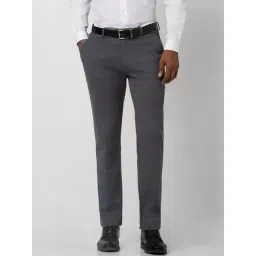 Peter England Grey Slim Fit Trousers-image-7