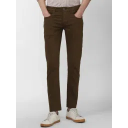 Peter England Jeans Brown Cotton Slim Fit Jeans-picture-37