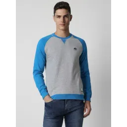 Peter England Jeans Grey Slim Fit Colour Block Sweatshirt-picture-18