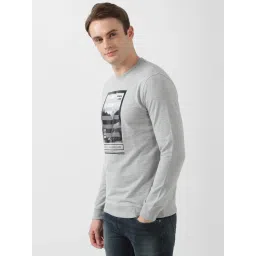 Peter England Jeans Grey Slim Fit Printed Sweatshirt image 3
