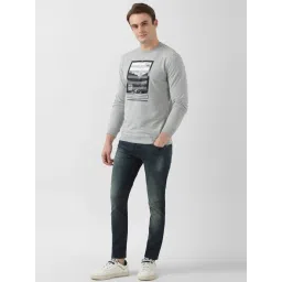 Peter England Jeans Grey Slim Fit Printed Sweatshirt image 5