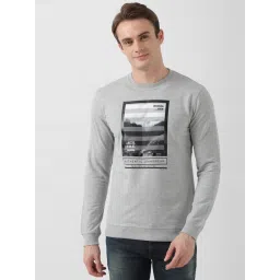 Peter England Jeans Grey Slim Fit Printed Sweatshirt image 1