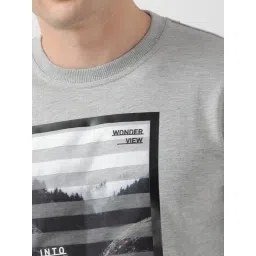 Peter England Jeans Grey Slim Fit Printed Sweatshirt image 4