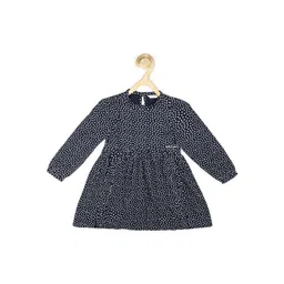 Peter England Kids Girls Navy Blue Polka Dot Printed Fit & Flare Dress-picture-11