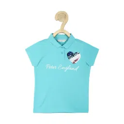 Peter England Kids Mint Green Embellished Polo T-Shirt-picture-32