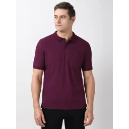 Peter England Maroon Cotton Regular Fit Printed Polo T-Shirt-picture-33