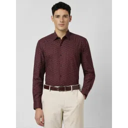Peter England Maroon Cotton Regular Fit Printed Shirt-picture-20