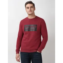 Peter England Maroon Cotton Slim Fit Printed Sweatshirt-picture-37