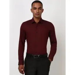 Peter England Maroon Cotton Slim Fit Texture Shirt-picture-30