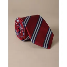 Peter England Maroon Microfiber Striped Tie-picture-22