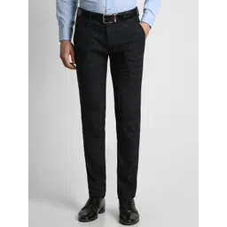 Peter England Men Black Checked Slim Fit Formal Trousers-picture-27