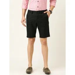 Peter England Men Black Checked Slim Fit Regular Shorts-picture-22