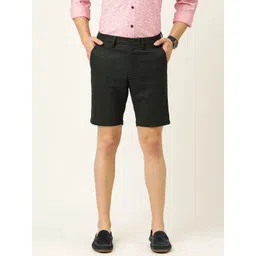 Peter England Men Black Checked Slim Fit Regular Shorts-picture-21