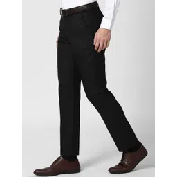 Peter England Men Black Slim Fit Trousers image 3