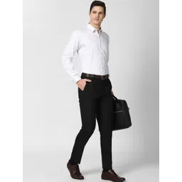Peter England Men Black Slim Fit Trousers image 4