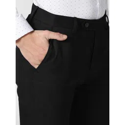 Peter England Men Black Slim Fit Trousers image 2