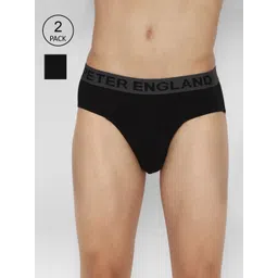 Peter England Men Black Solid Pack of 2 Cotton Briefs PEBFMRGBQ54369-Black-picture-39