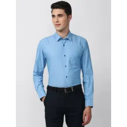 peter england Men Blue Slim Fit Formal Shirts-picture-12