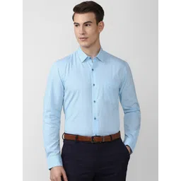 Peter England Men Blue Slim Fit Pure Cotton Formal Shirt-picture-31