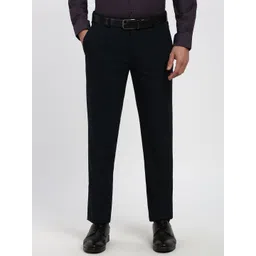 Peter England Men Checked Slim Fit Formal Trousers-picture-21