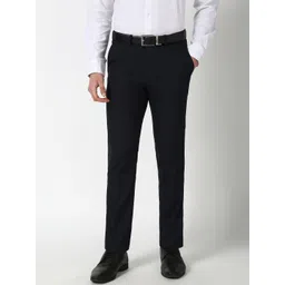 Peter England Men Checked Slim Fit Trousers-picture-30