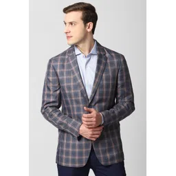 peter england Men Checkered Single Breasted Formal Blazer-picture-14