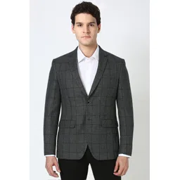 peter england Men Checkered Single Breasted Formal Blazer-picture-17