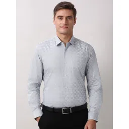 Peter England Men Geometric Printed Spread Collar Pure Cotton Formal Regular Fit Shirt-picture-11